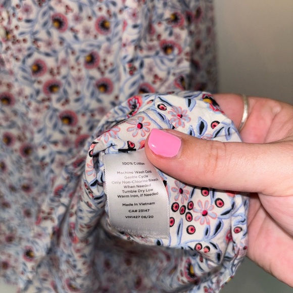 Talbots Cotton Lotus Flower Floral Button Down Blouse Size XL - Picture 4 of 10